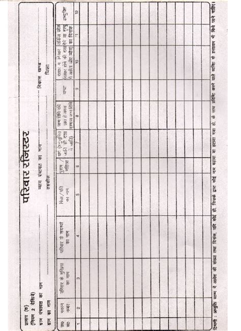 parivar register form pdf.